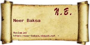 Neer Baksa névjegykártya